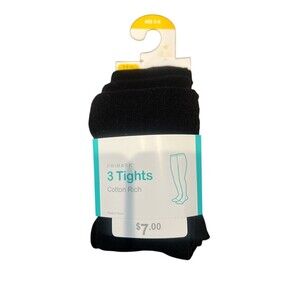 Primark Girls Tights 3-pack Black Cotton Size 5-6